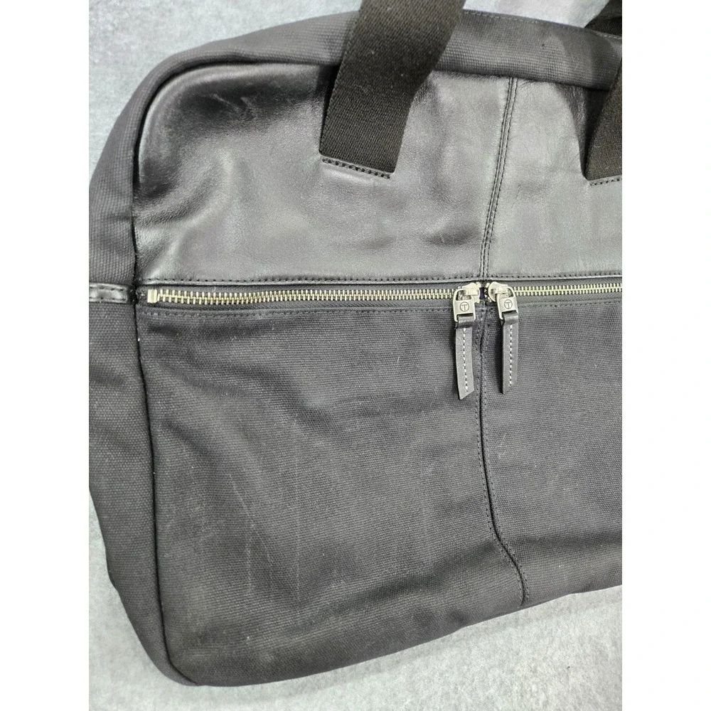 Tumi T-tech‎ Leather and Nylon Portfolio Laptop Black Briefcase Pockets Bag